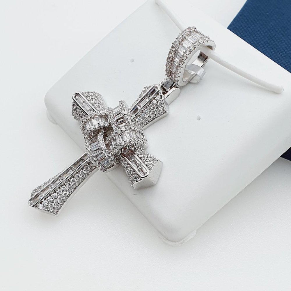 925 Sterling Silver Plated CZ Pendant, EVBRS589 - Picture 9 of 11